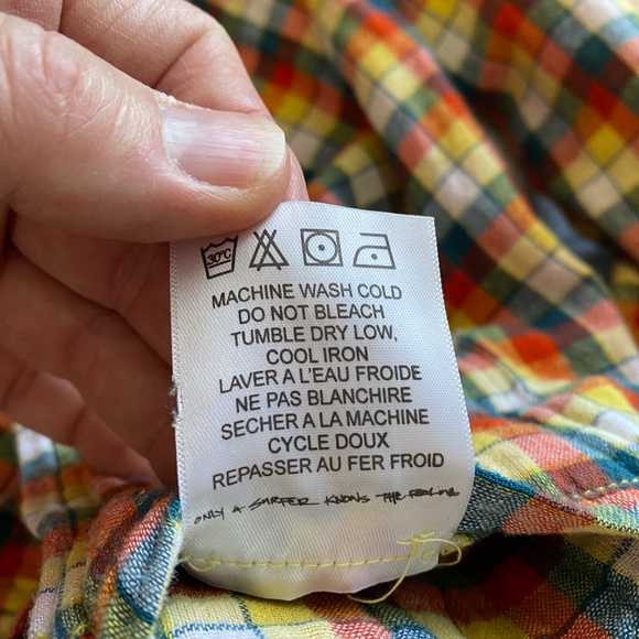 Billabong Men's Reversible Rainbow Plaid Flannel Snap Up Shirt - Picture 7 of 16